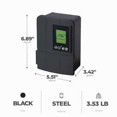 Fusion Low Voltage Outdoor LED Lighting Transformer with Timer, 50 Watt, Black - VMInnovations
