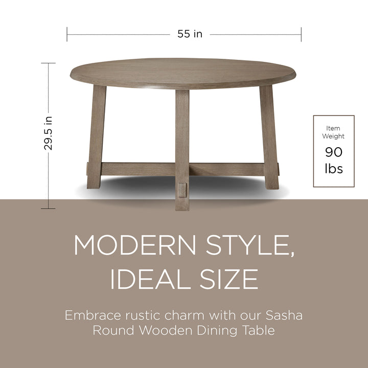 Maven Lane Sasha Round Wooden Dining Table in Weathered Grey Finish (Used) - VMInnovations