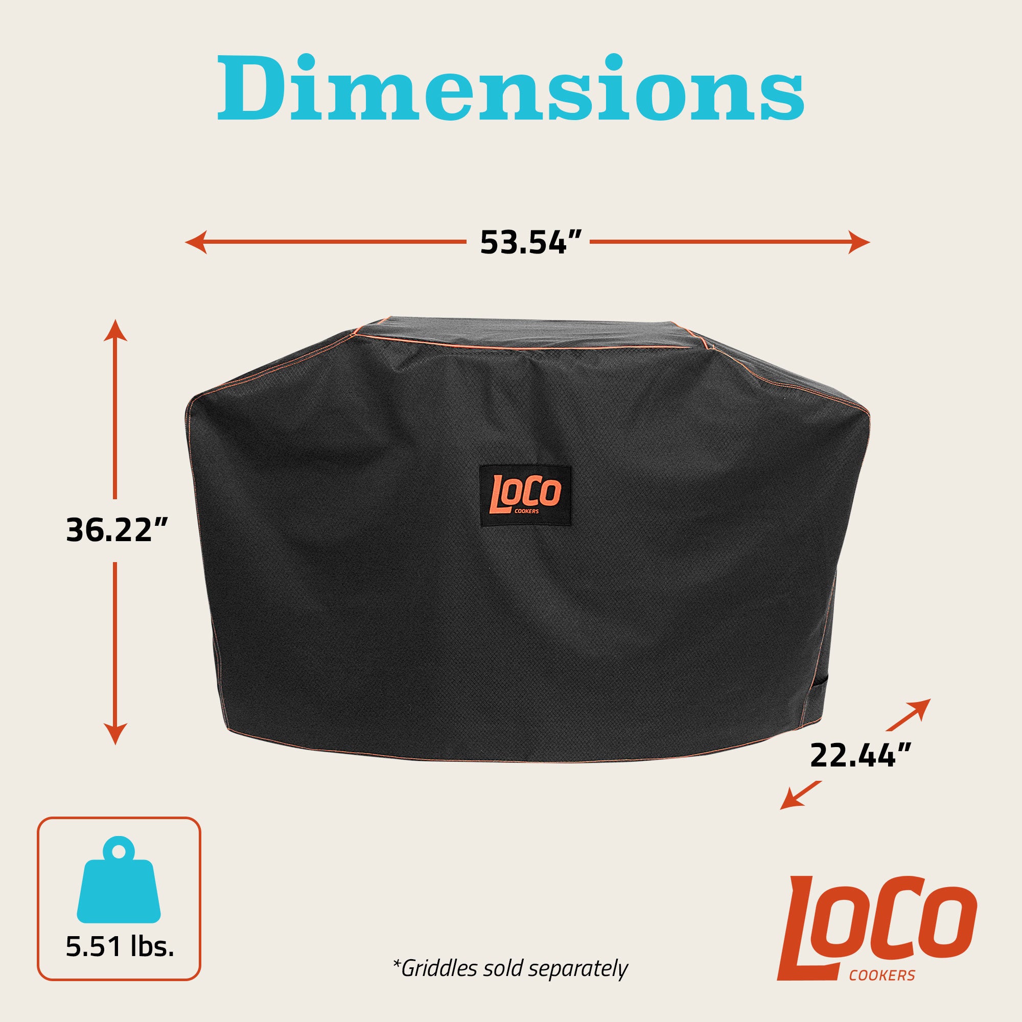 Loco Cookers 26" Universal Grill Cover w/SmartTemp, Zipper, & Cart, Black (Used) - VMInnovations