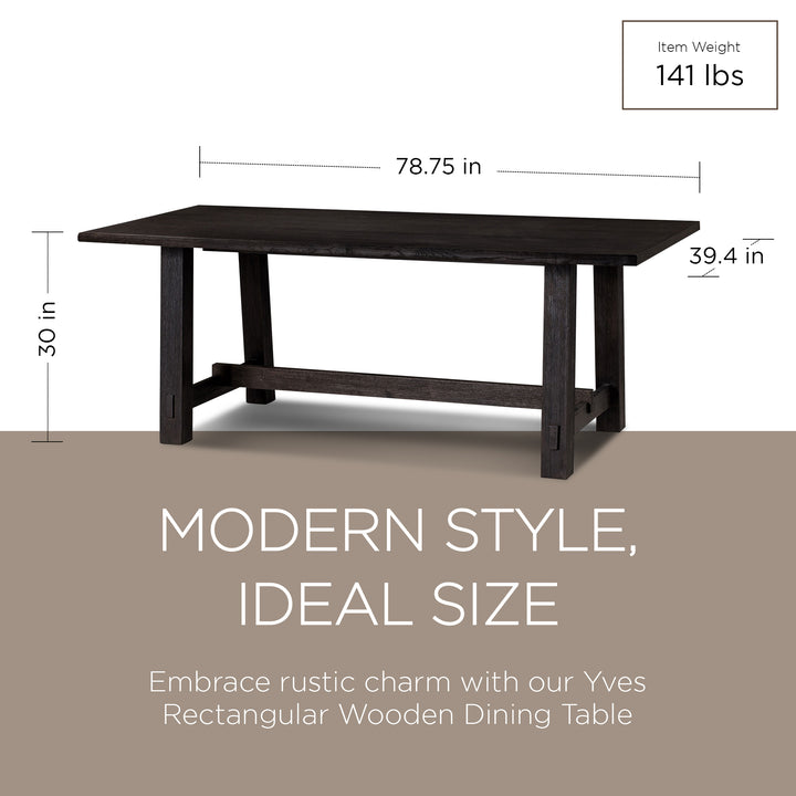 Maven Lane Yves Rectangular Wooden Dining Table in Weathered Black Finish