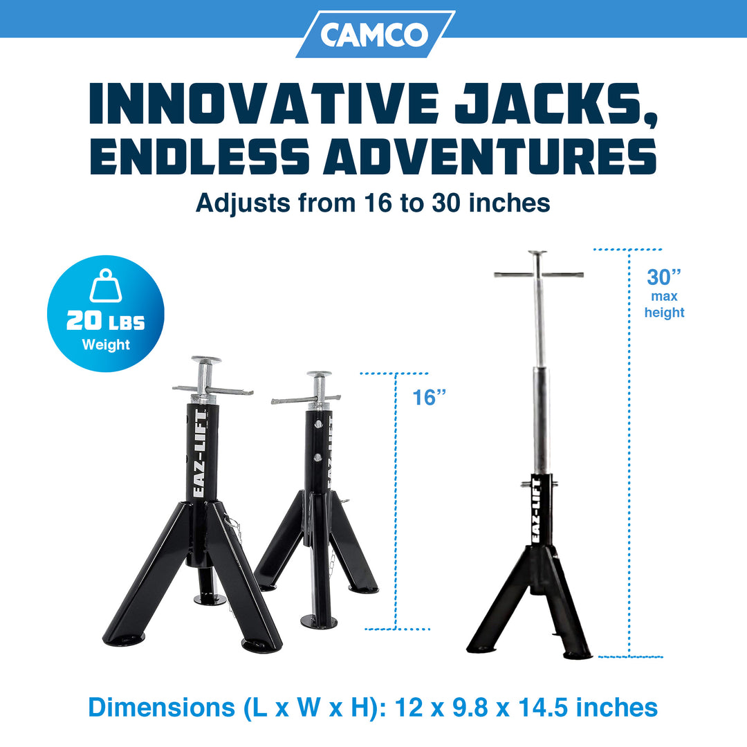 EAZ LIFT Adjustable Telescopic RV Jack, 16 to 30 Inches, 6,000 Pound Capacity