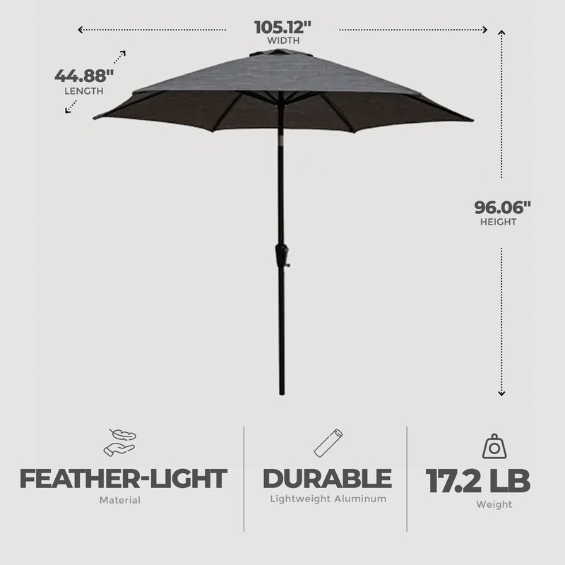 Four Seasons Tuscany Market Aluminum Umbrella w/ Crank & Tilt, Gray (Open Box)