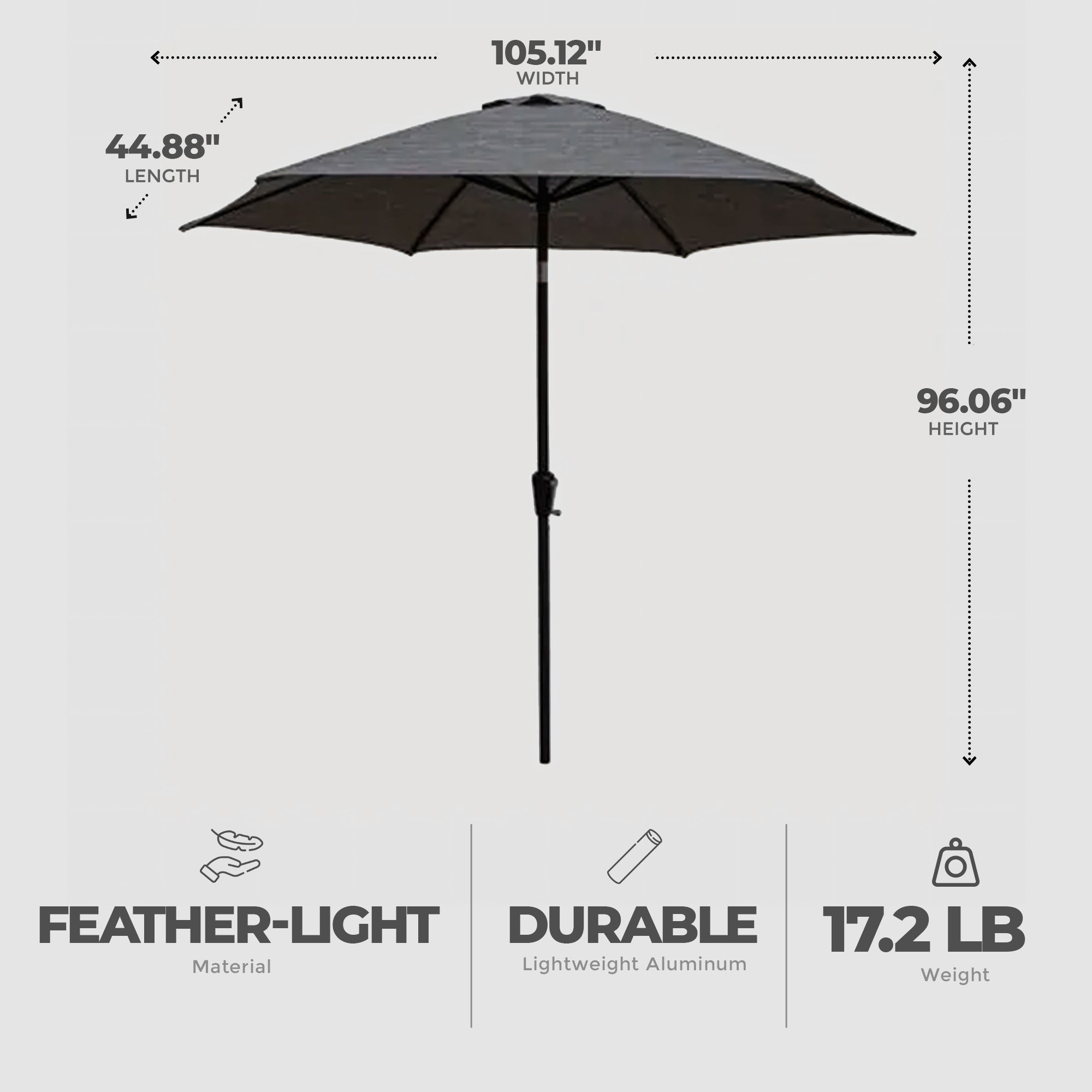 Four Seasons Tuscany Market Aluminum Umbrella w/ Crank & Tilt, Gray (Open Box)