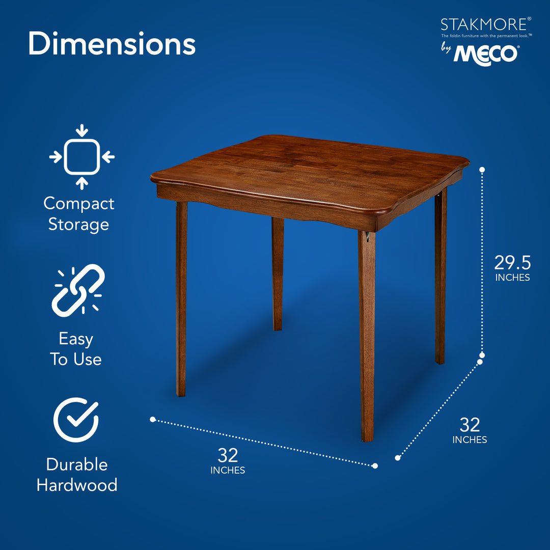 MECO Stakmore Scalloped Edge Compact Traditional Folding Table, Cherry (Used)