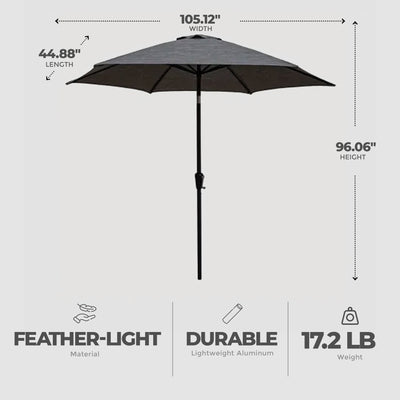 Four Seasons Tuscany Market Aluminum Umbrella w/ Crank & Tilt, Gray (Open Box) - VMInnovations