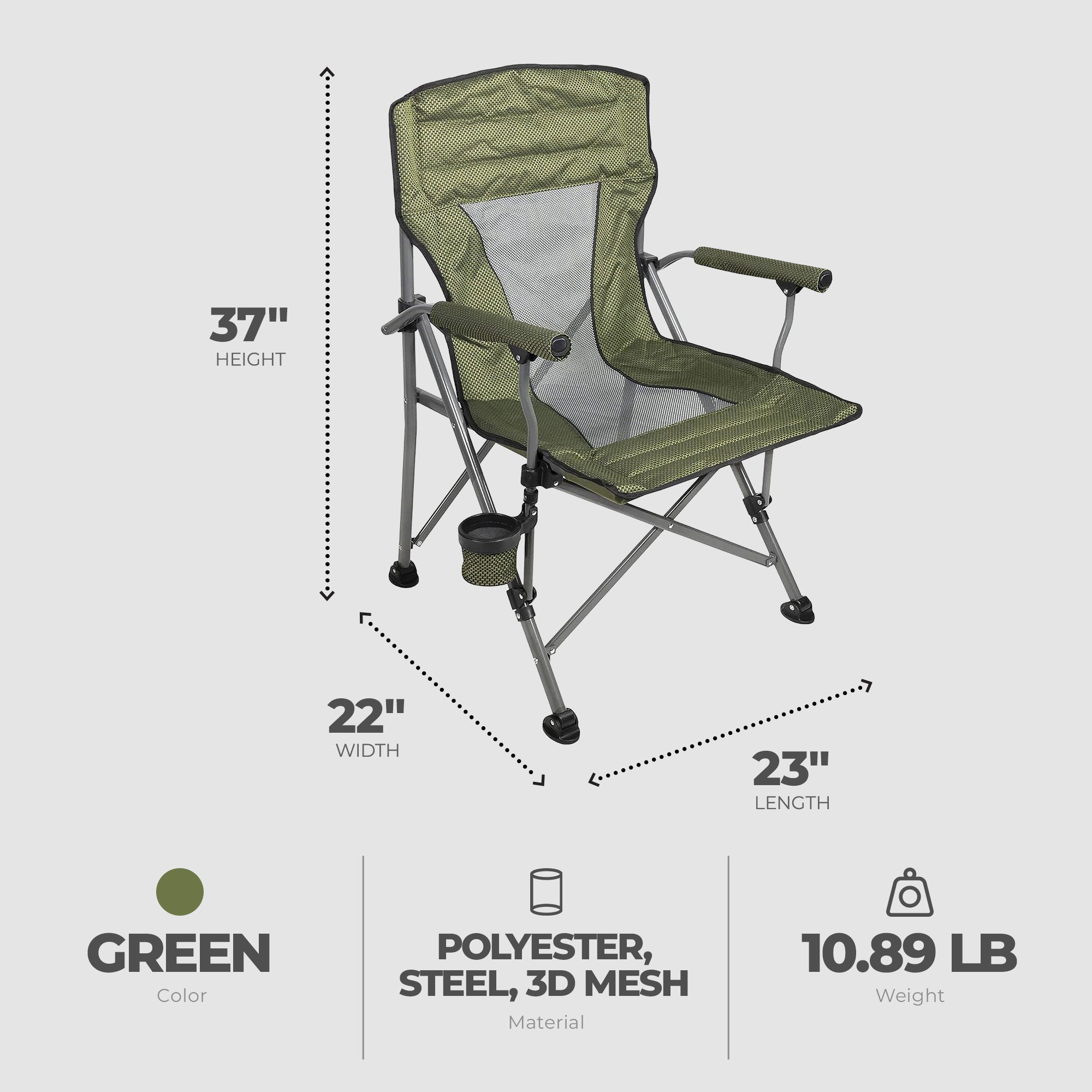 Four Seasons Courtyard Arm Chair with Lumbar Support, Green (4 Pack) (Open Box) - VMInnovations