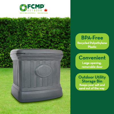 FCMP Outdoor SB120-GRY-S 26 Gallon Outdoor Utility Storage Bin Container, Gray - VMInnovations