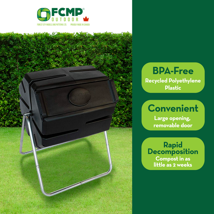 FCMP Outdoor 37 Gallon 1 Piece Tumbling Composter Bin for Soil (Open Box) - VMInnovations