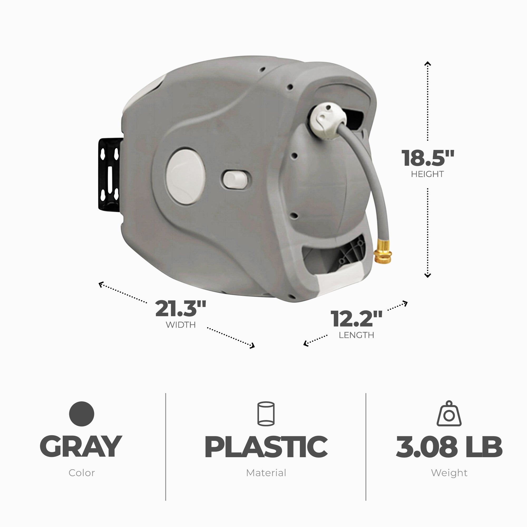 Sunneday XW-30B Wall Mounted Plastic Retractable Hose Garden Reel Holds 100 Feet - VMInnovations