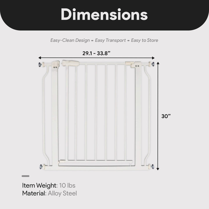 BalanceFrom Walk-Thru Safety Gate for Baby and Pets, 29.1-33.8"W, 30"H, White