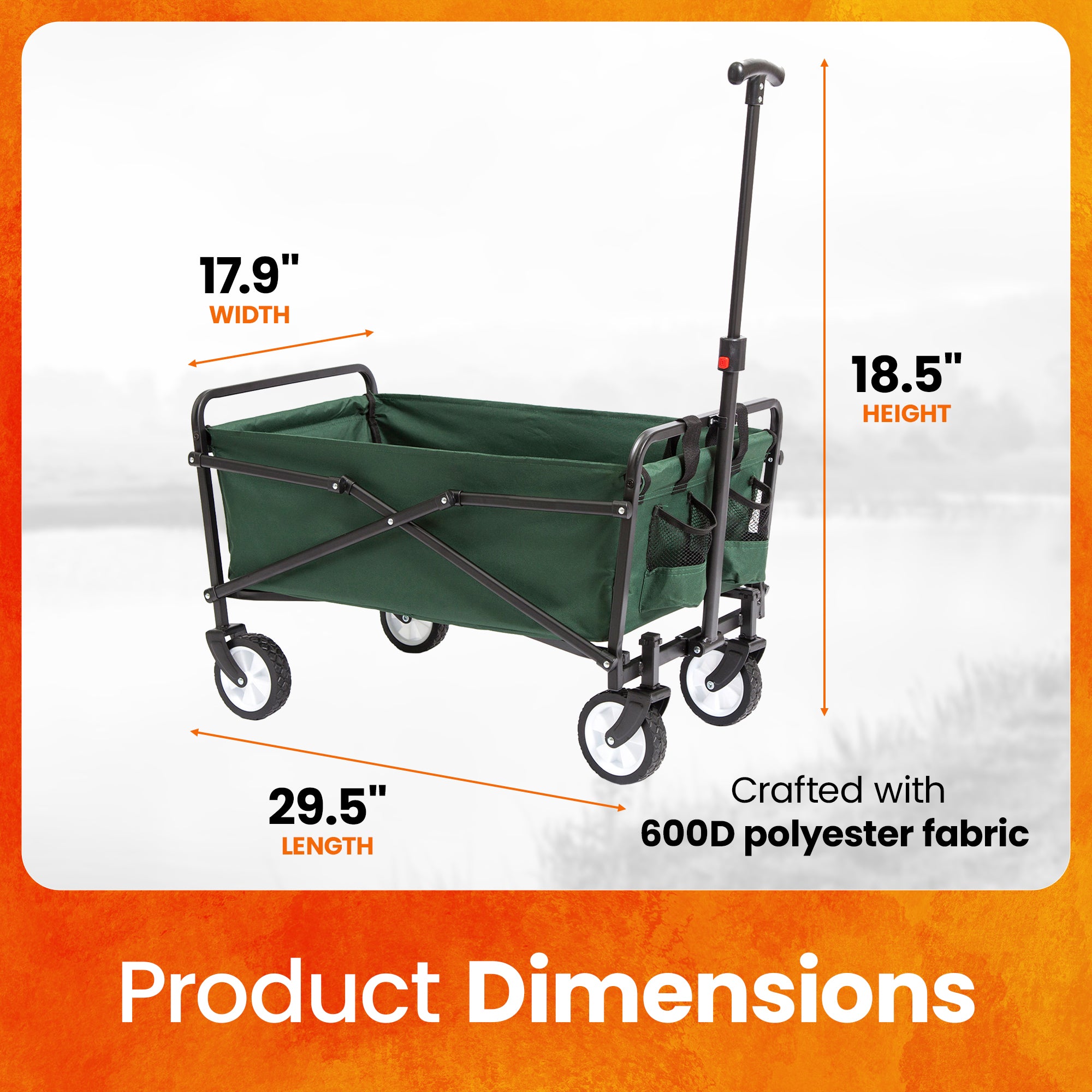 Seina Heavy Duty Folding Outdoor Utility Cart w/150lbs Capacity (For Parts) - VMInnovations