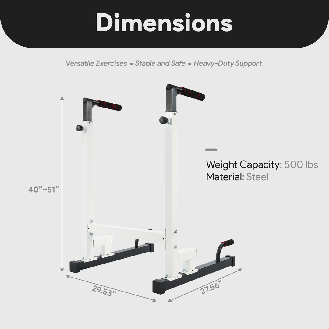 BalanceFrom Multi Function Home Gym Dip Stand, 500lb Capacity, White (Open Box)