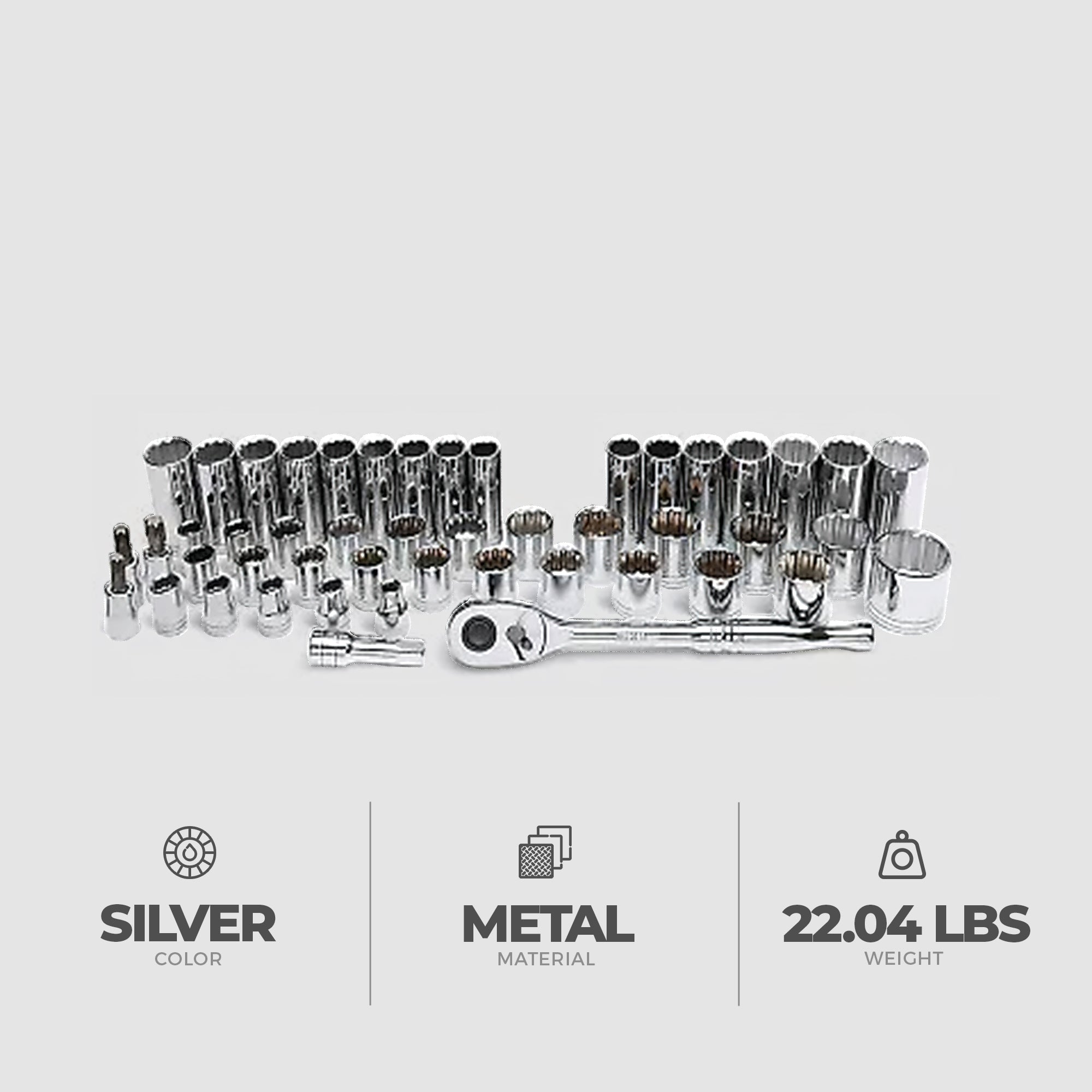 Master Mechanic 48 Piece SAE/Metric Socket Tool Set, 1/2 Inch Drive Ratchet Kit - VMInnovations