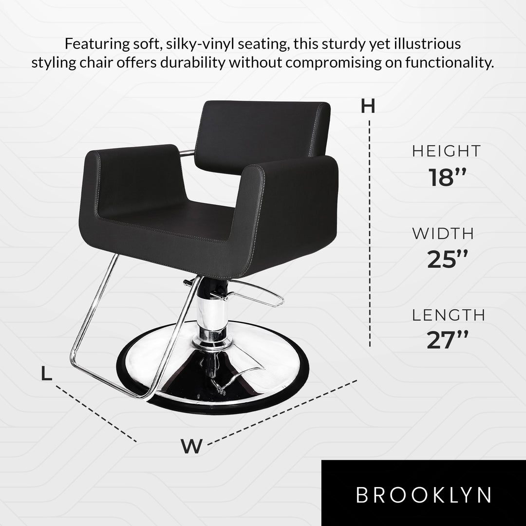 Chromium Brooklyn Professional Styling Chair w/High Density Foam Cushions, Gray