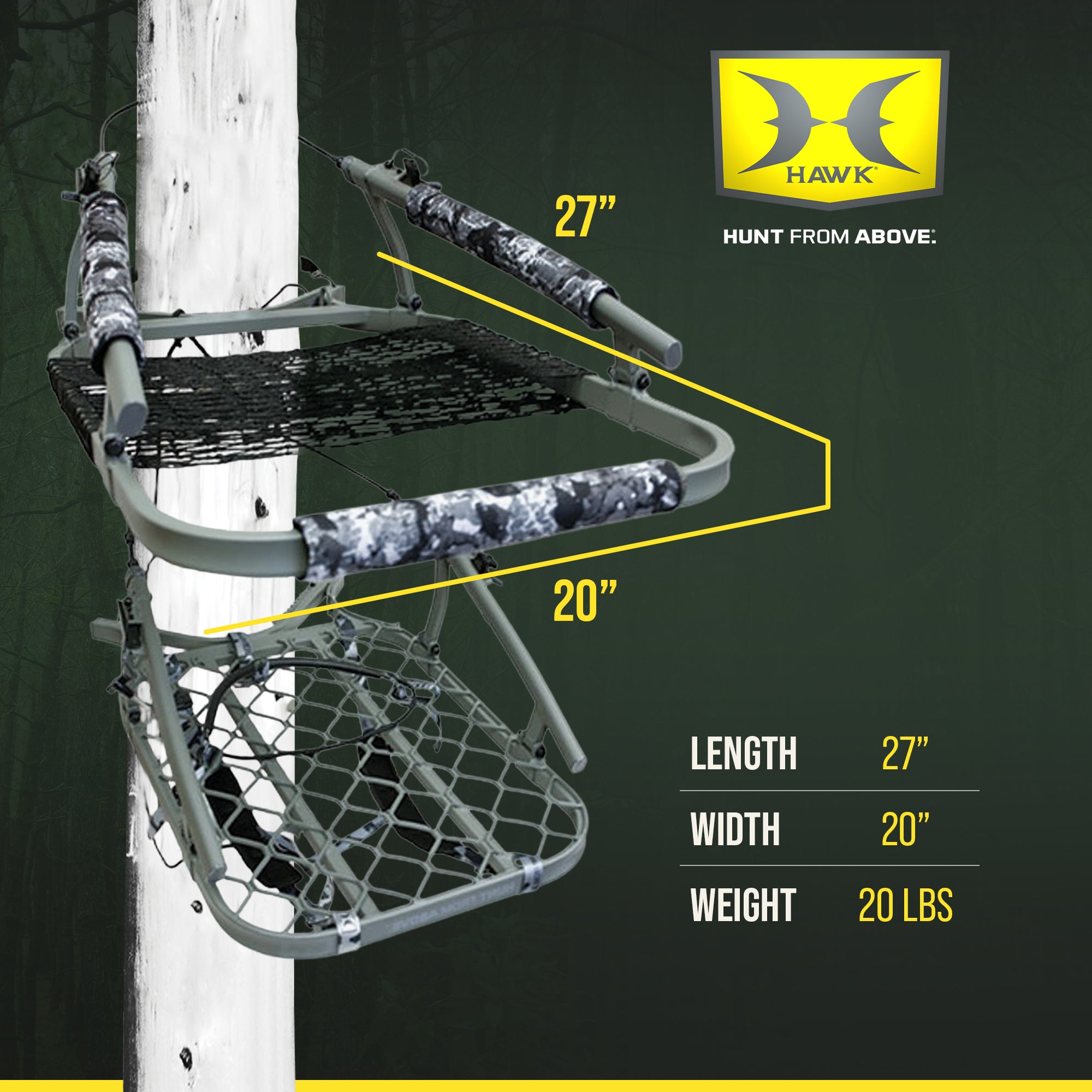 Hawk Ultra-Lite Climber, Tree Stand Hunting Gear, Hammock Net Seat, 38.75x23.25" - VMInnovations