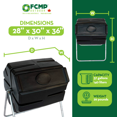 FCMP Outdoor Portable 37 Gallon 1 Piece Tumbling Composter Bin for Soil (Used) - VMInnovations