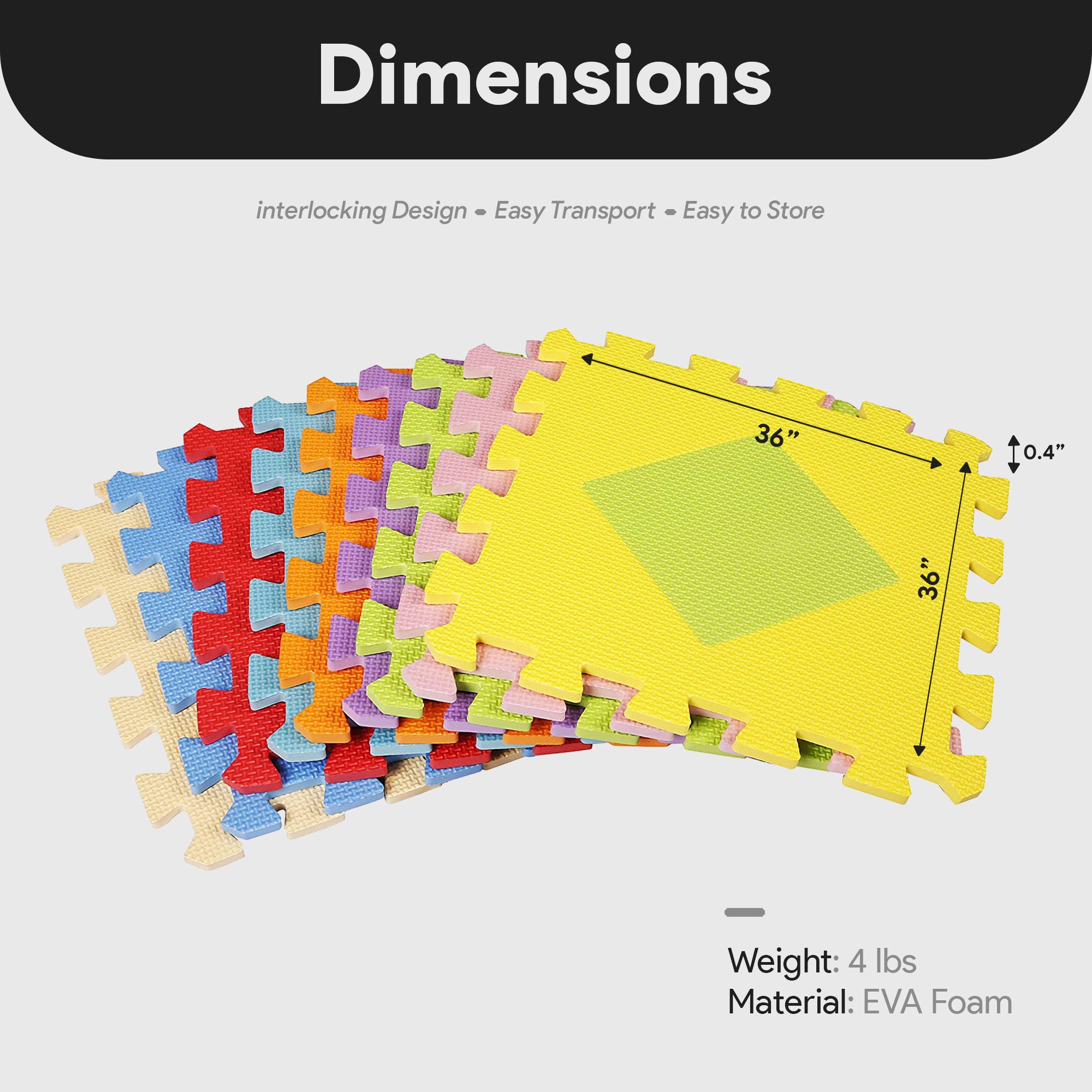 BalanceFrom 9 Color Thick Interlocking Shape Puzzle Foam Play Mats, 36 (Used) - VMInnovations