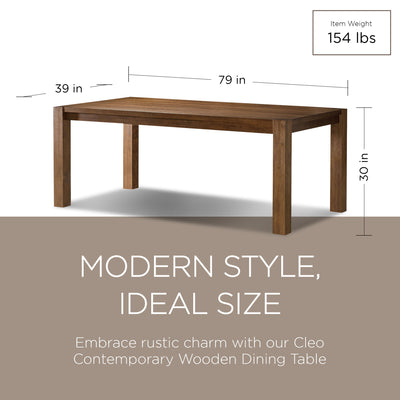 Maven Lane Cleo Contemporary Wooden Dining Table in Refined Brown Finish