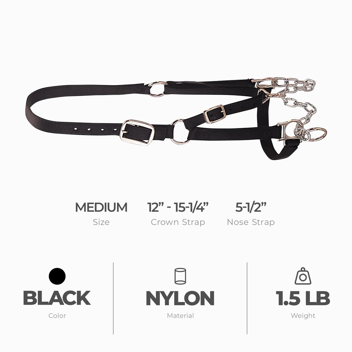 Weaver Leather Medium Cattle Halter with Double Stitched Nylon and Chin Choker