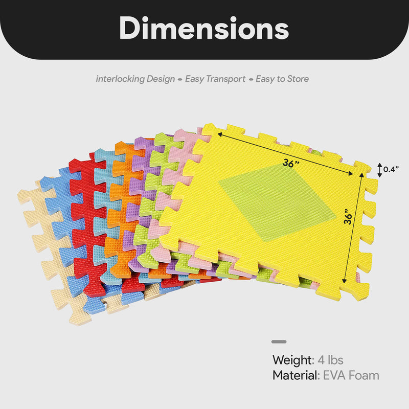 BalanceFrom 9 Color Thick Interlocking Shape Puzzle Foam Play Mats, 36 (Used)