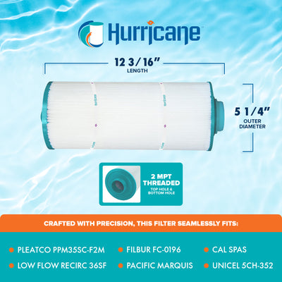 Hurricane Spa Filter Cartridge for PPM35SC-F2M, Unicel 5CH-352, Filbur FC-0196