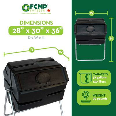 FCMP Outdoor Portable 37 Gal 1 Piece Tumbling Composter Bin for Soil (For Parts)