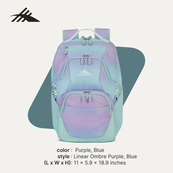 High Sierra Backpack, Fits most 17” Laptops, 30L Capacity, Purple Blue(Open Box) - VMInnovations