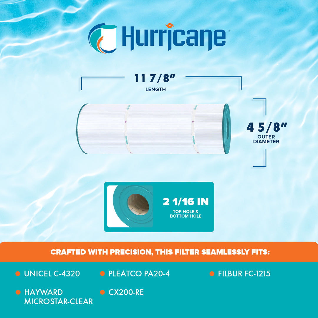 Hurricane Replacement Spa Filter Cartridge for PA20-4 and Unicel C-4320, 4 Pack