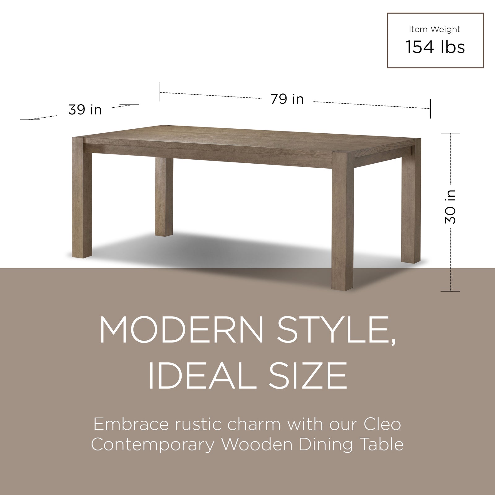 Maven Lane Cleo Contemporary Wooden Dining Table in Refined Grey Finish - VMInnovations