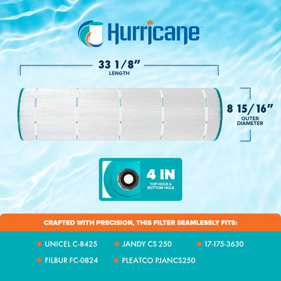 Hurricane HF8425-01 Advanced Swimming Pool Filter Cartridge Replacement, White - VMInnovations