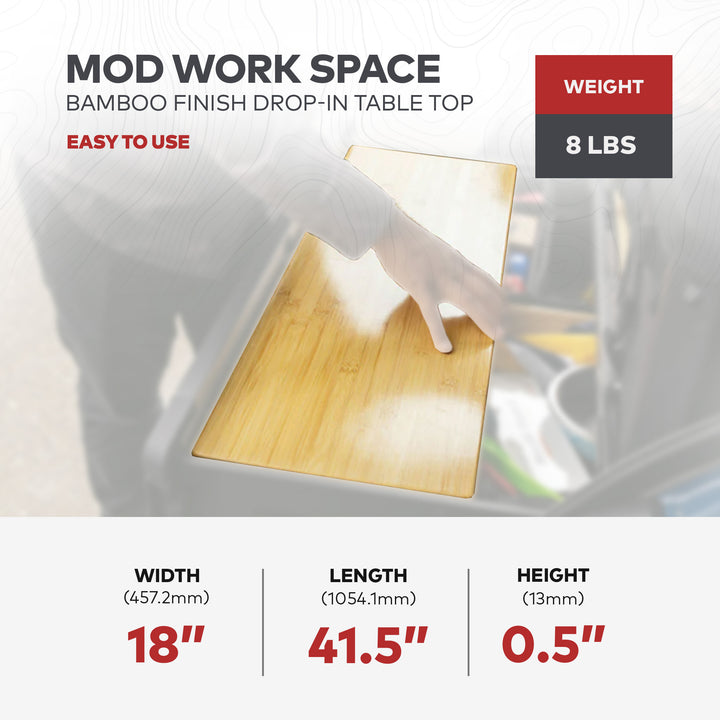 Yakima MOD Work Space Bamboo Finish Drop In Table Top fits HomeBase XL Drawer - VMInnovations