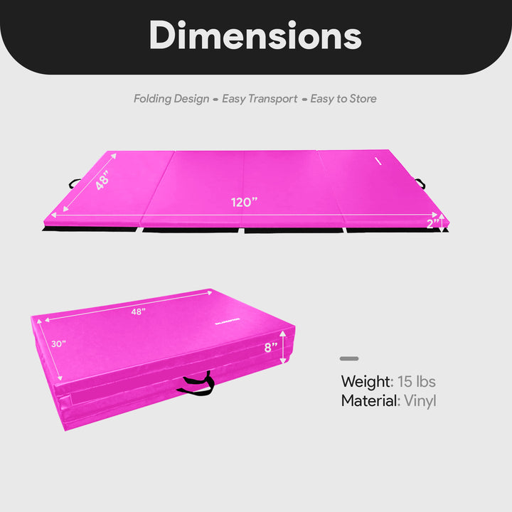 BalanceFrom Fitness 120 x 48" All Purpose Folding Gymnastics Exercise Mat, Pink - VMInnovations