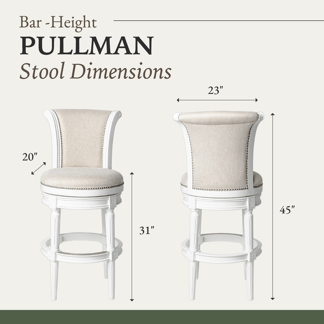 Maven Lane Pullman High-Back Swivel Stool, Alabaster White, Bar Height(Open Box)