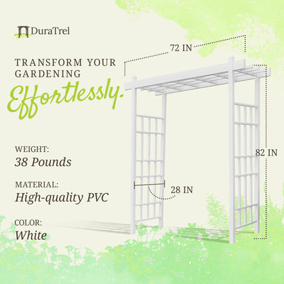 Dura-Trel Bakersfield 28 x 72 x 82 Inch PVC Vinyl Outdoor Garden Patio Arbor