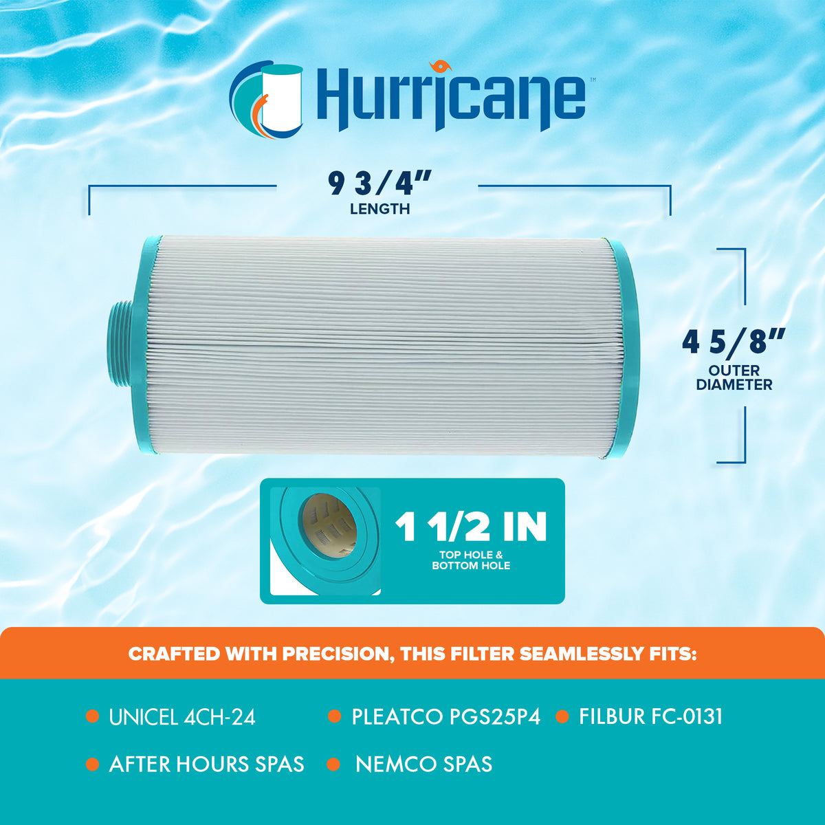 Hurricane 4 Pack Replacement Spa Filter Cartridge for PGS25P4 & 4CH-24, White