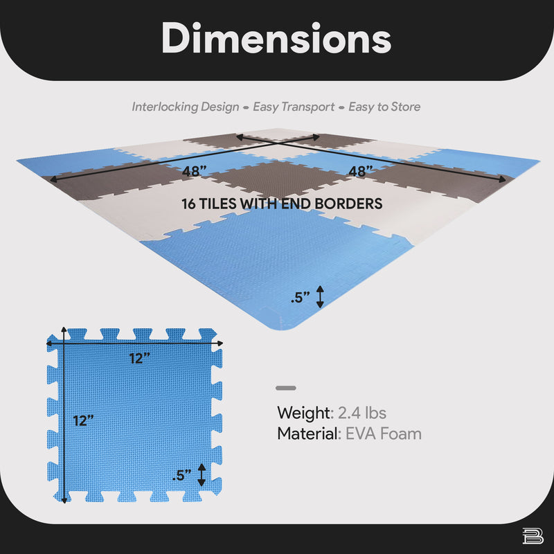 16 Tile Thick Interlocking Puzzle Foam Exercise Play Mat (Open Box)