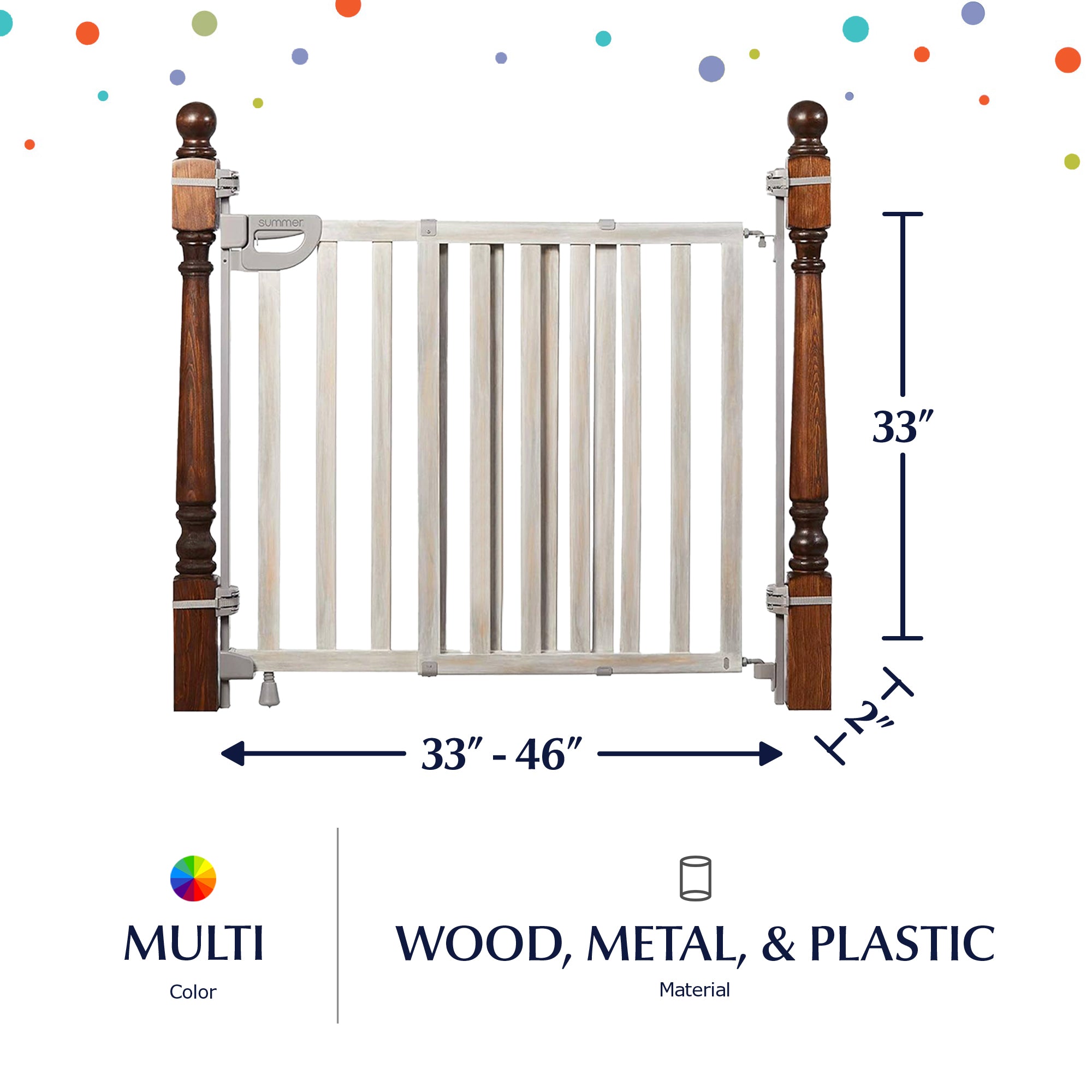 Summer Infant Banister and Stair Wood Safety Gate with Extra Wide Door Design - VMInnovations