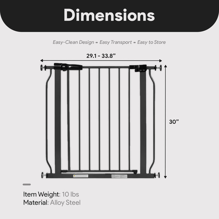 BalanceFrom Walk-Thru Safety Gate for Baby and Pets, 29.1-33.8"W, 30"H, Graphite