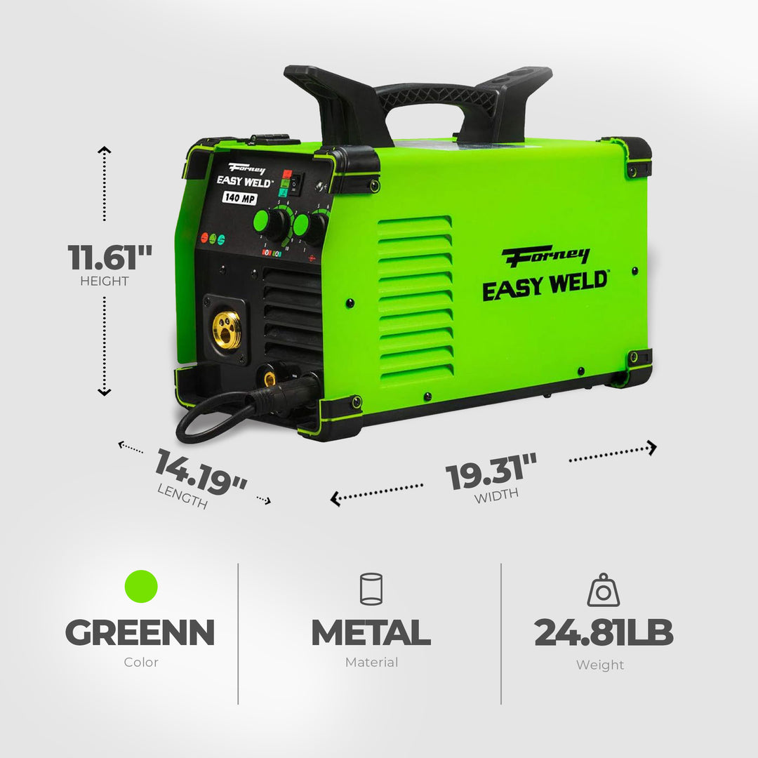 Forney Multi Process Easy Combo Weld 140 MP Welder for Residential Use, Green