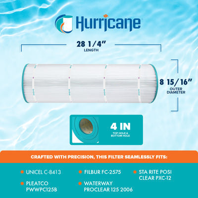Hurricane Replacement Spa Filter Cartridge for PA20-4 and Unicel C-4320, 2 Pack