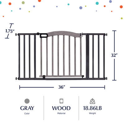 Summer 32 Inch Summer Decorative Wood & Metal Pet and Baby Gate, Gray (Open Box)