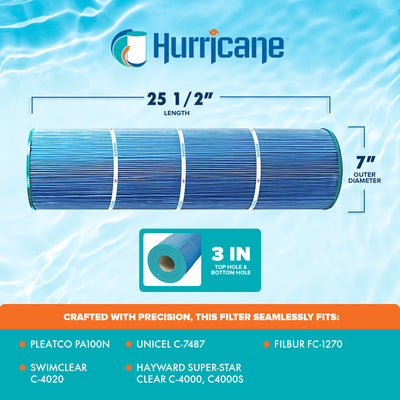 Hurricane Elite Aseptic Pool & Spa Filter Cartridge Replacement, Blue (4 Pack)