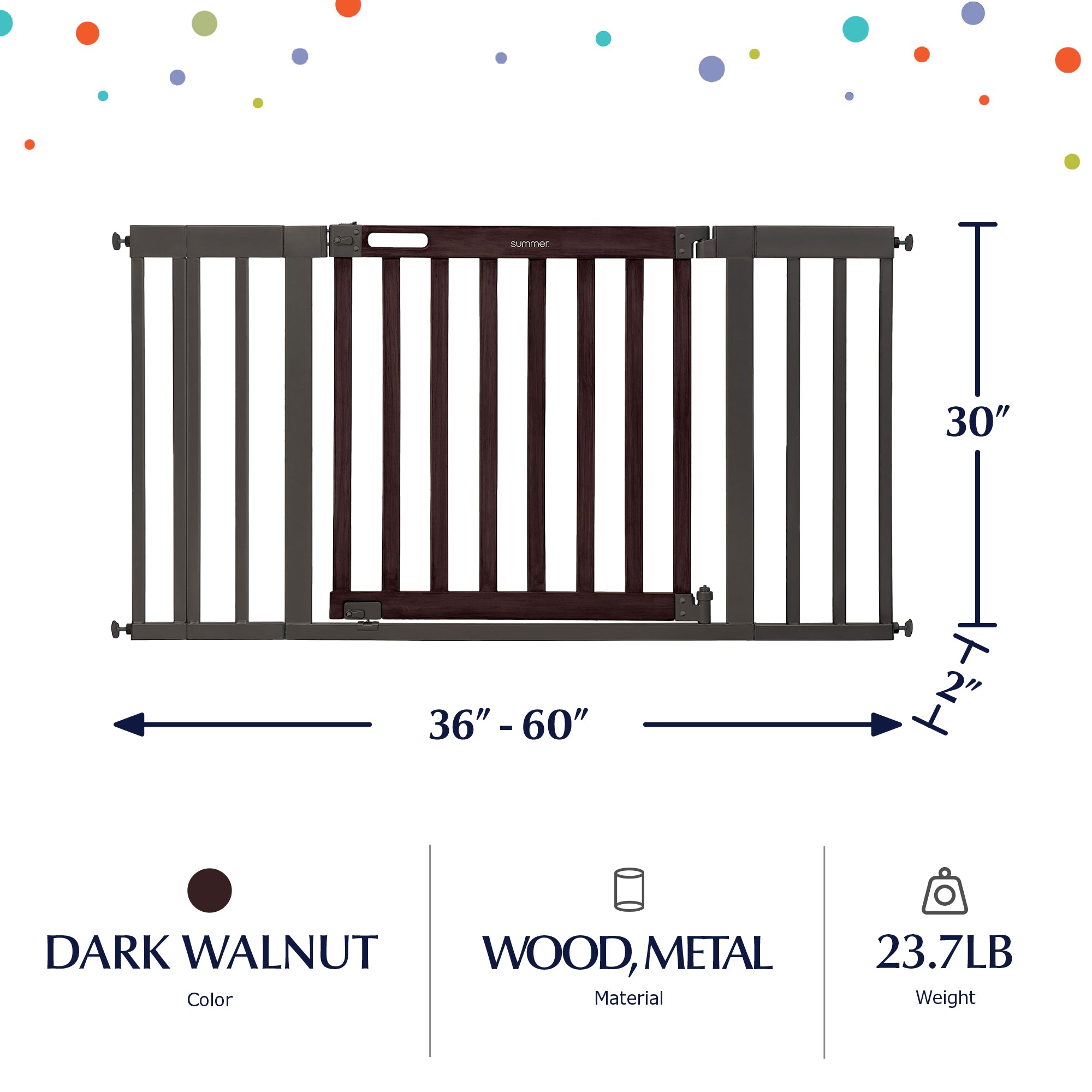 Ingenuity 30 Inch Summer Infant West End Safety Pet and Baby Gate, Dark Walnut - VMInnovations