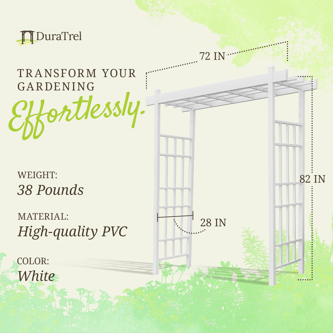 Dura-Trel Bakersfield 28 x 72 x 82 Inch PVC Vinyl Outdoor Garden Patio Arbor