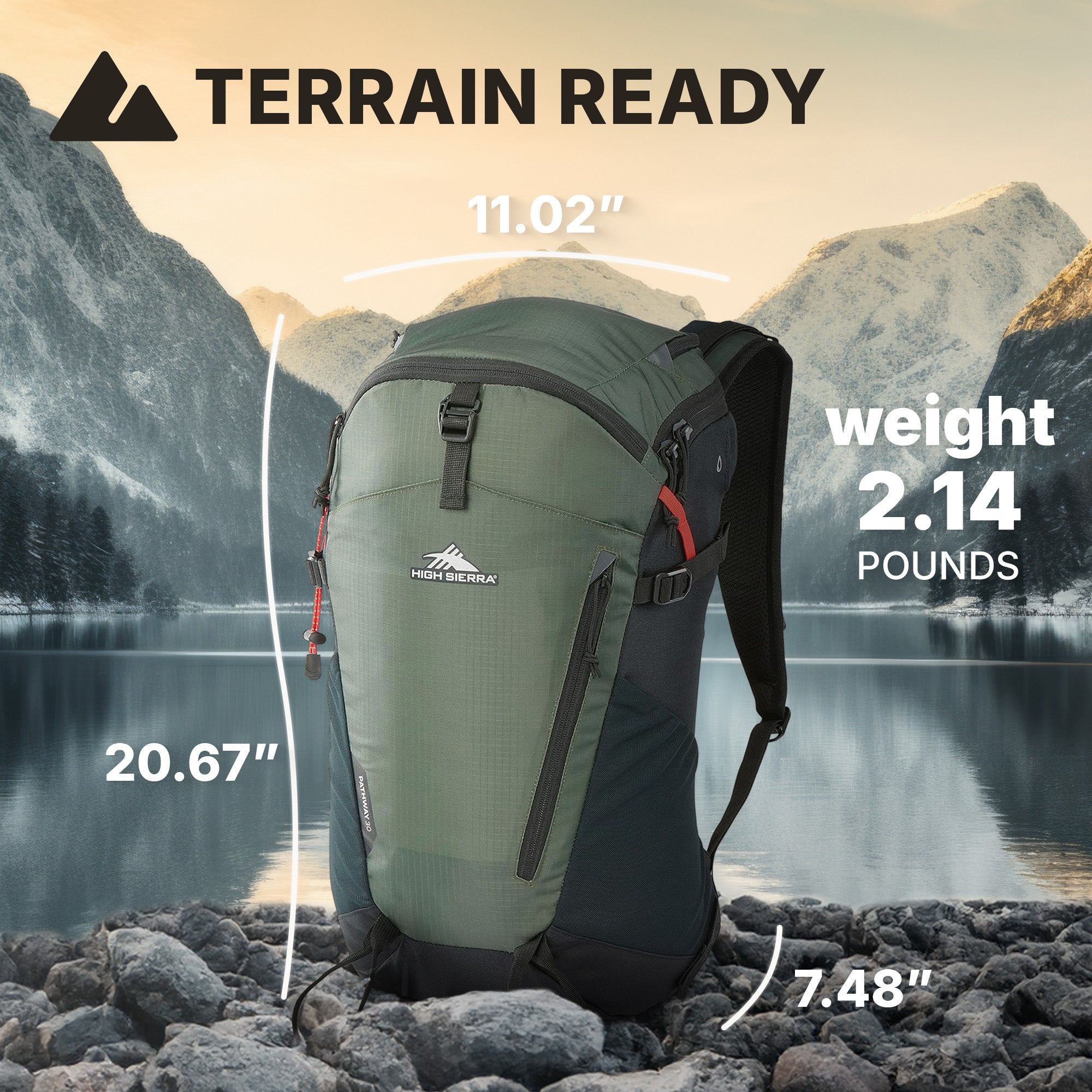 High Sierra Backpack w/Hydration Storage & Hiking Sleeve,Forrest Green(Open Box) - VMInnovations