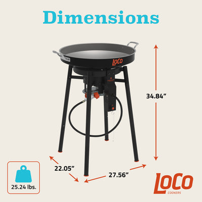 LoCo Cookers 22 Inch SureSpark Disco Cooker with Interchangeable Leg System