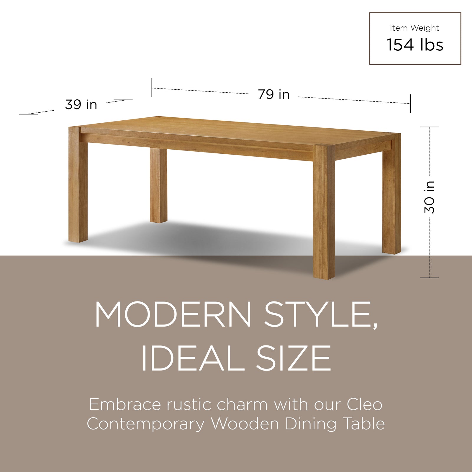 Maven Lane Contemporary Wooden Dining Table in Refined Natural Finish (Used) - VMInnovations