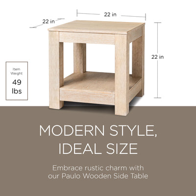 Maven Lane Paulo Wooden Side Table in Weathered White Finish (For Parts) - VMInnovations