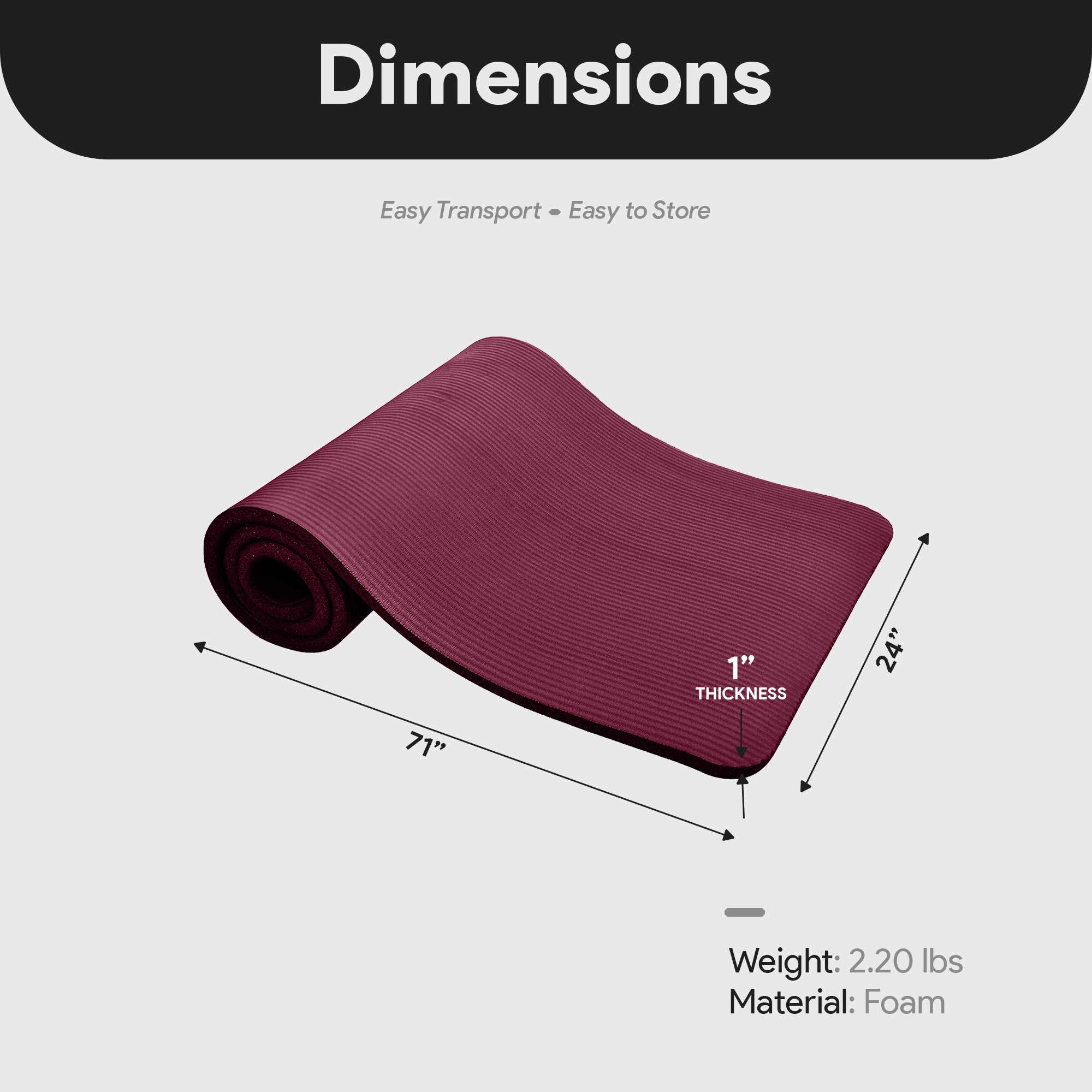BalanceFrom Yoga Mat, 1" Extra Thick Exercise Pilates Workout Mat (Open Box)
