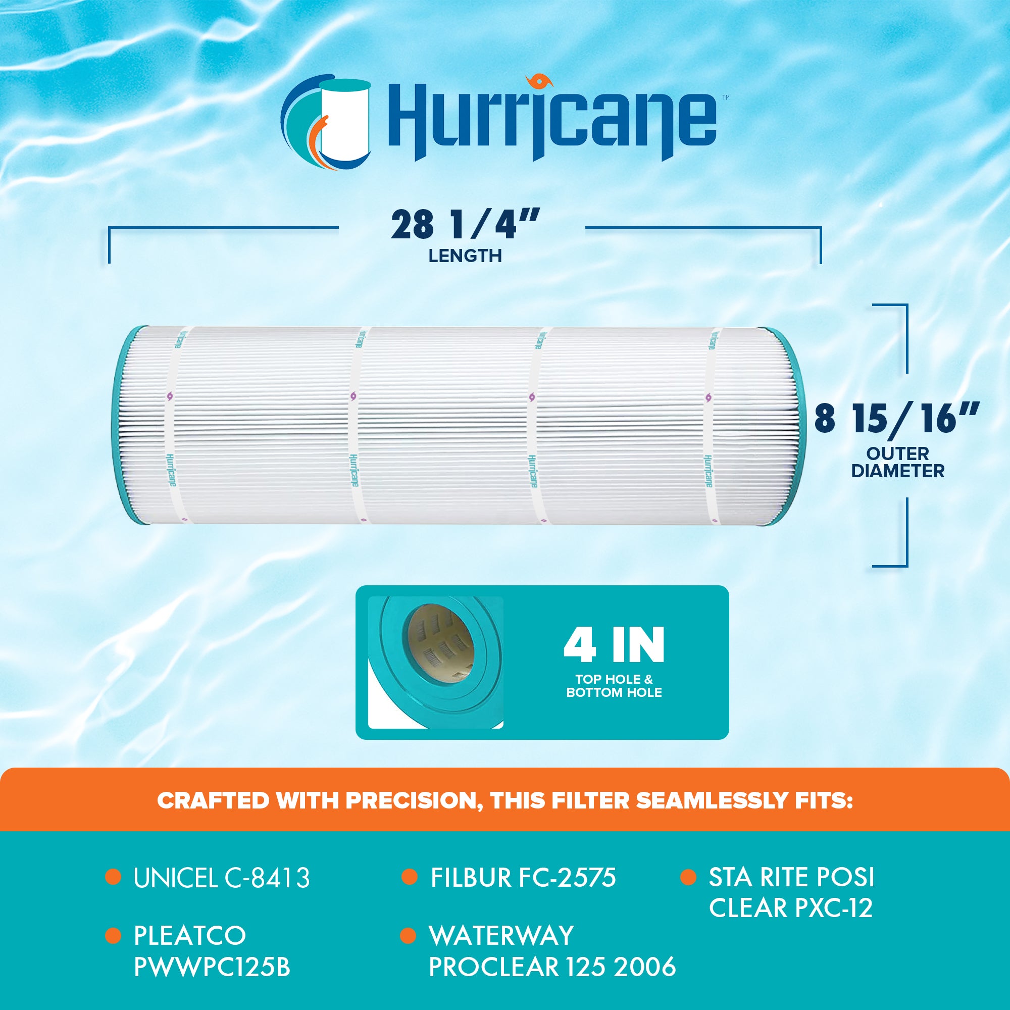 Hurricane Replacement Spa Filter Cartridge for PA20-4 and Unicel C-4320, 4 Pack